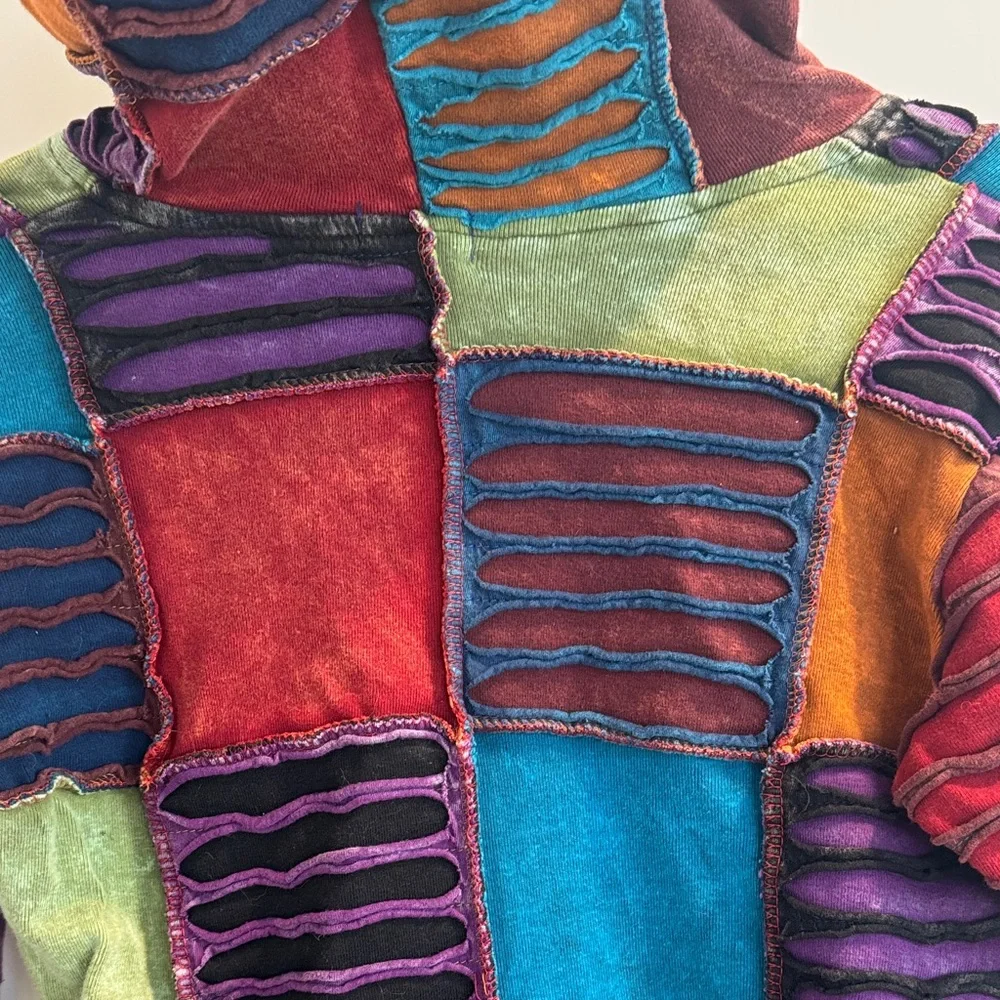 Patchwork Multi-Color Hoodie Jacket - Picture 7 of 9